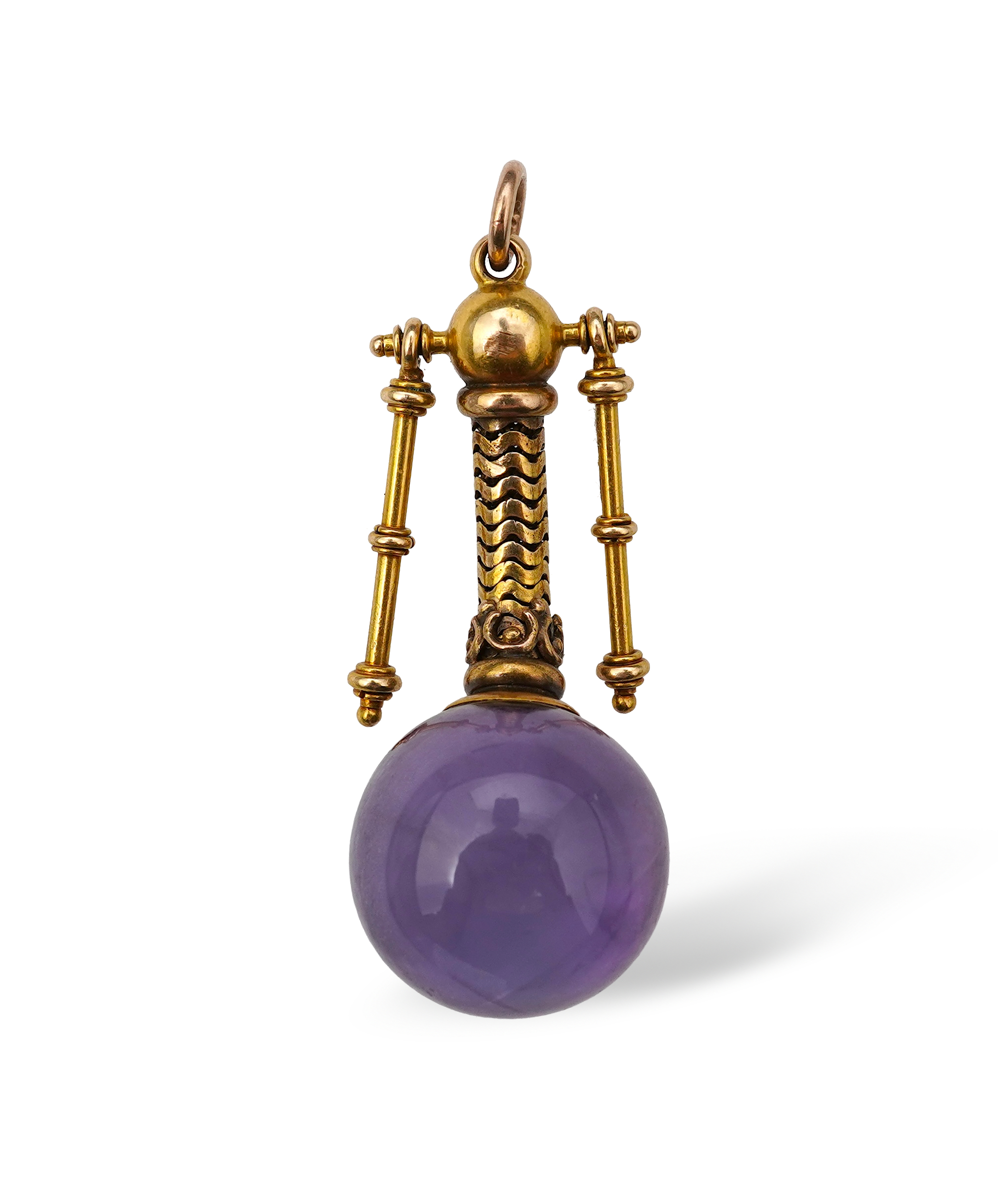 An unusual Victorian gold and amethyst pendant, mid 19th century